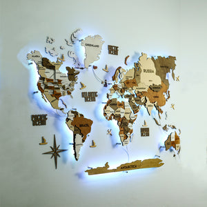 LED 3D Wooden Multilayer world map color Dublin — buy | FACTURA