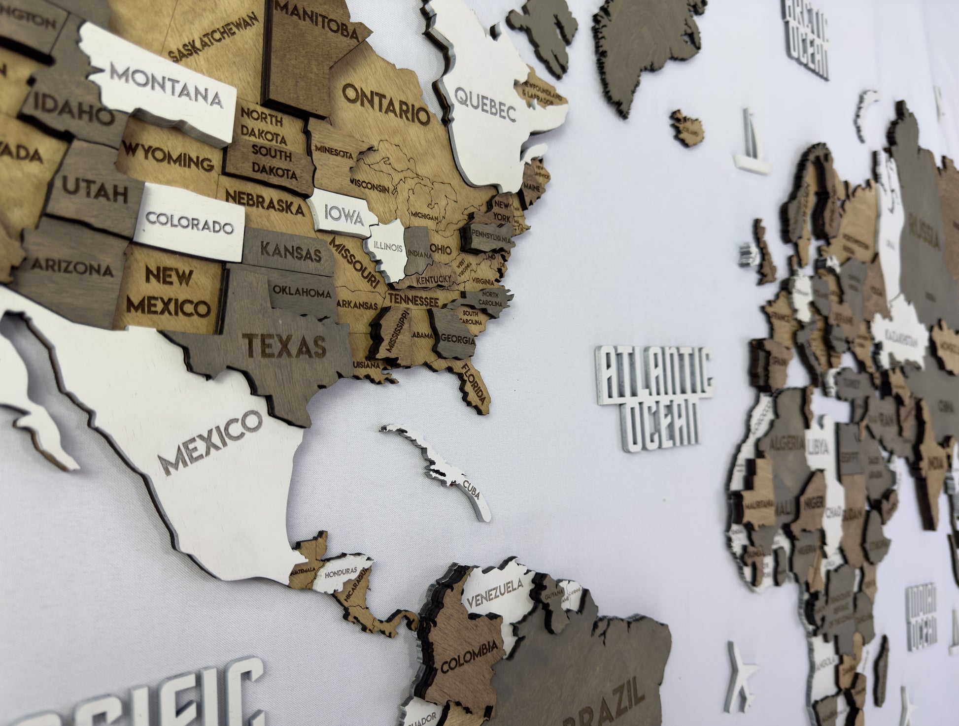 3D Wooden Multilayer world map color Miracle