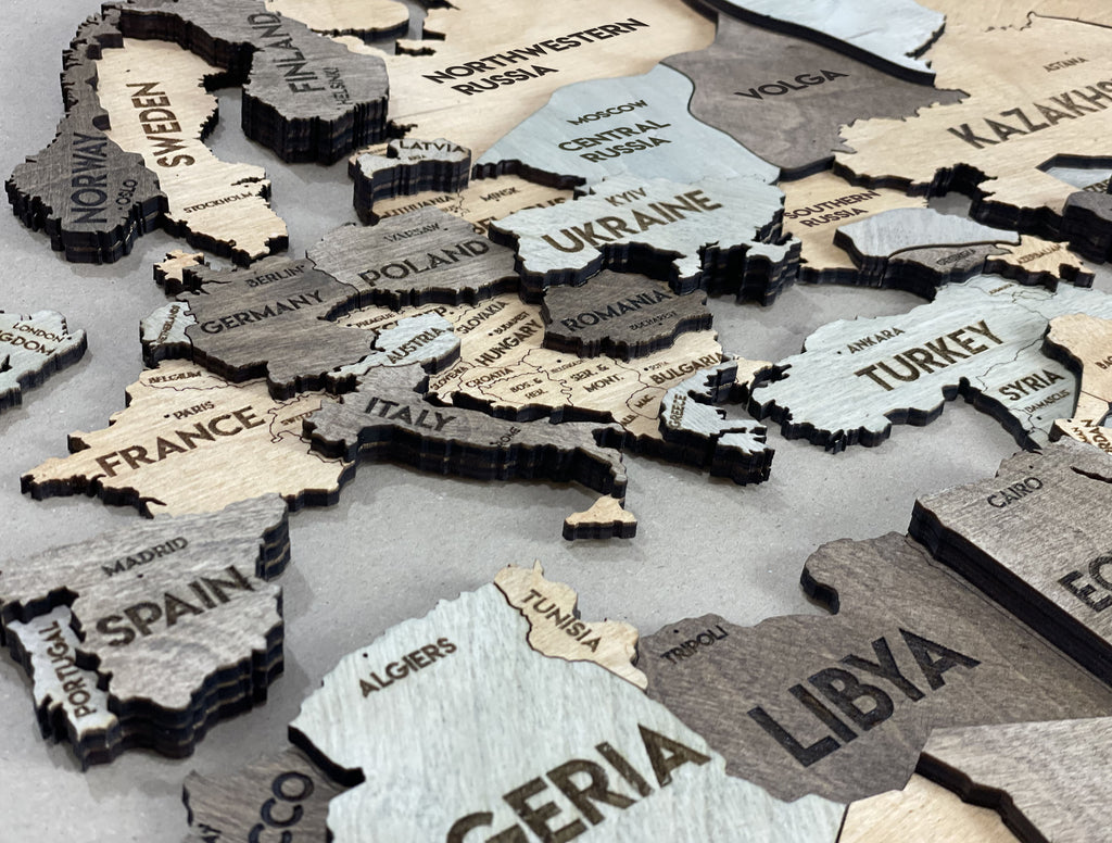 3D Wooden Multilayer world map color Memory