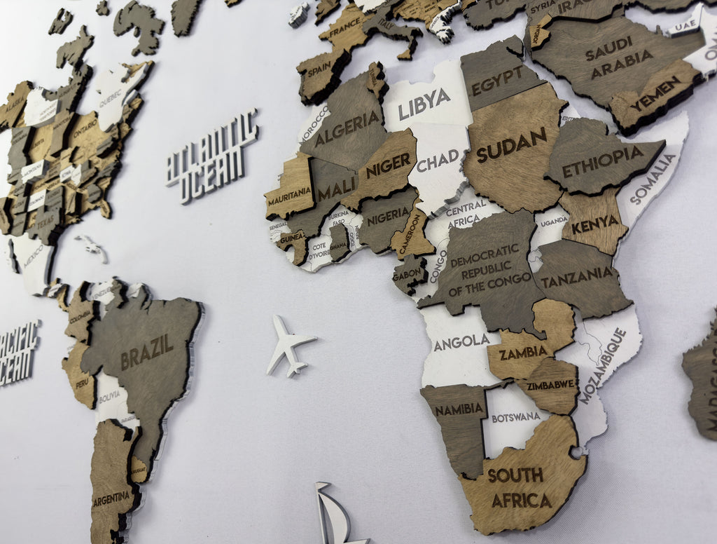 3D Wooden Multilayer world map color Miracle