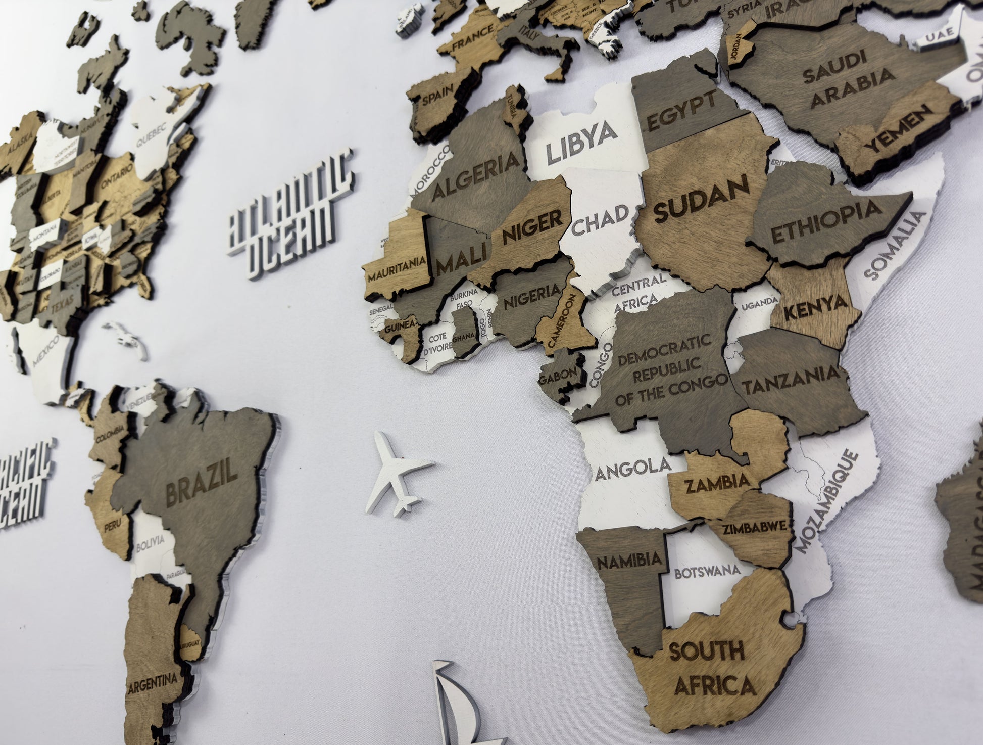 3D Wooden Multilayer world map color Miracle