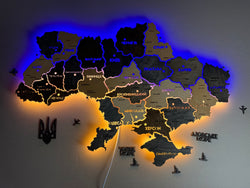Ukraine LED map on acrylic glass with backlighting between regions color Brut — buy | FACTURA