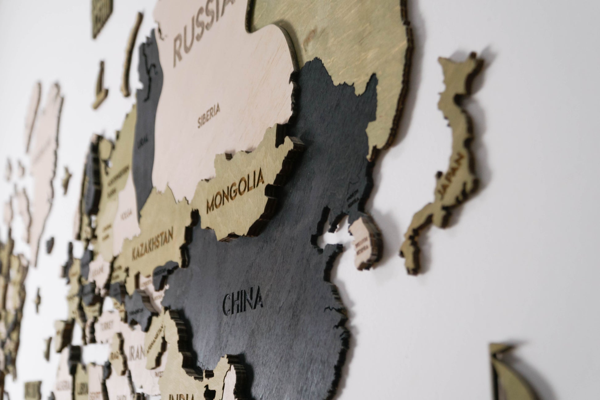 3D Wooden Multilayer world map color Verde