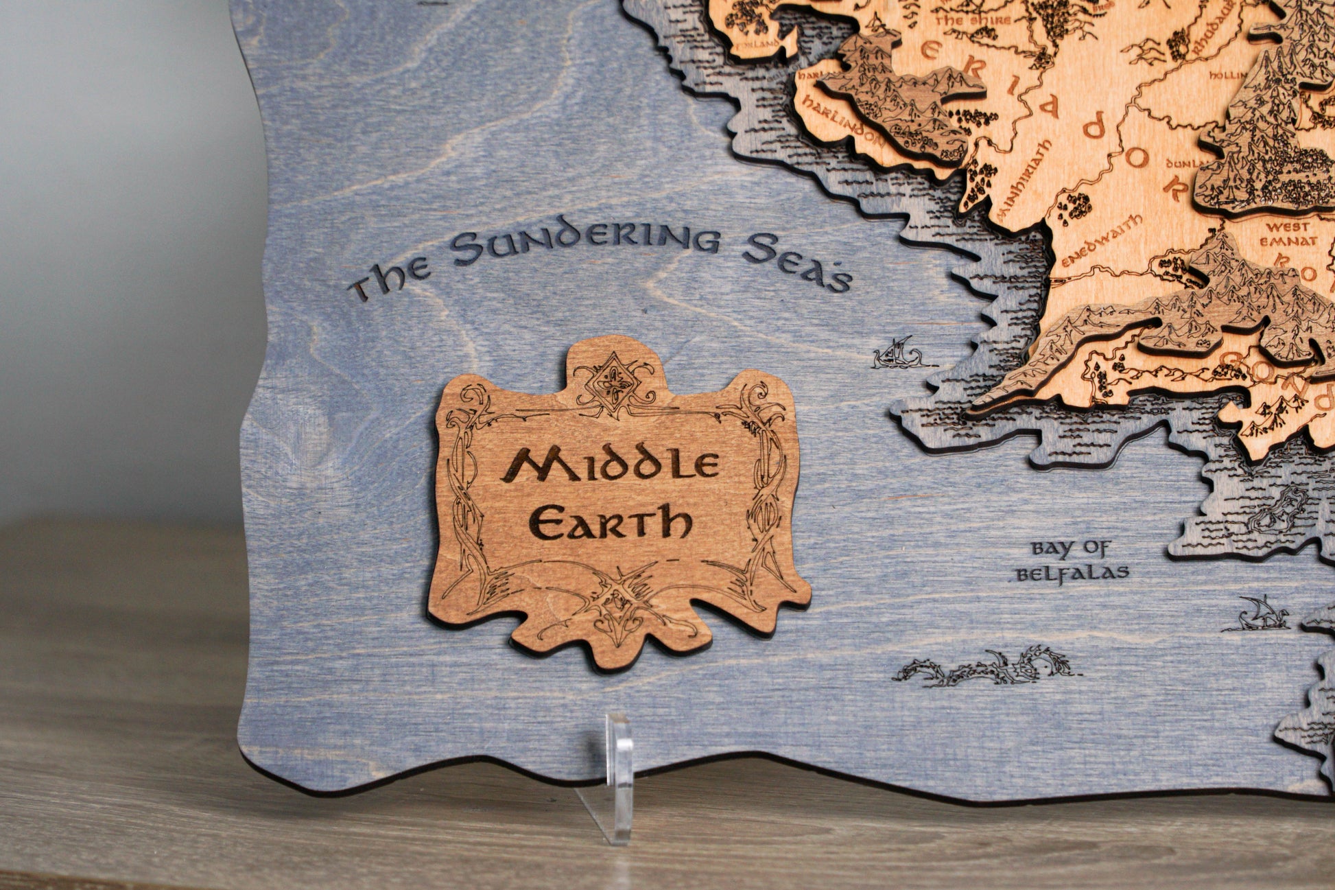 Middle-earth Wooden Map, 3D Wall Art, 19.7"x11.4" Unique Fantasy Gift Standard
