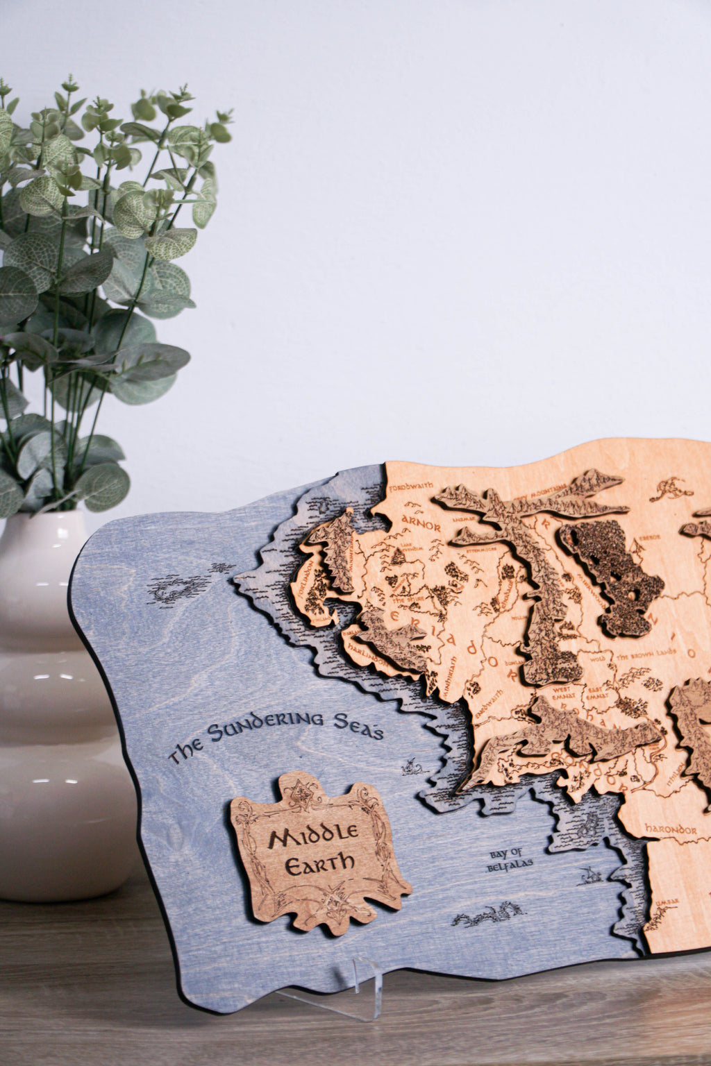 Middle-earth Wooden Map, 3D Wall Art, 19.7"x11.4" Unique Fantasy Gift Standard
