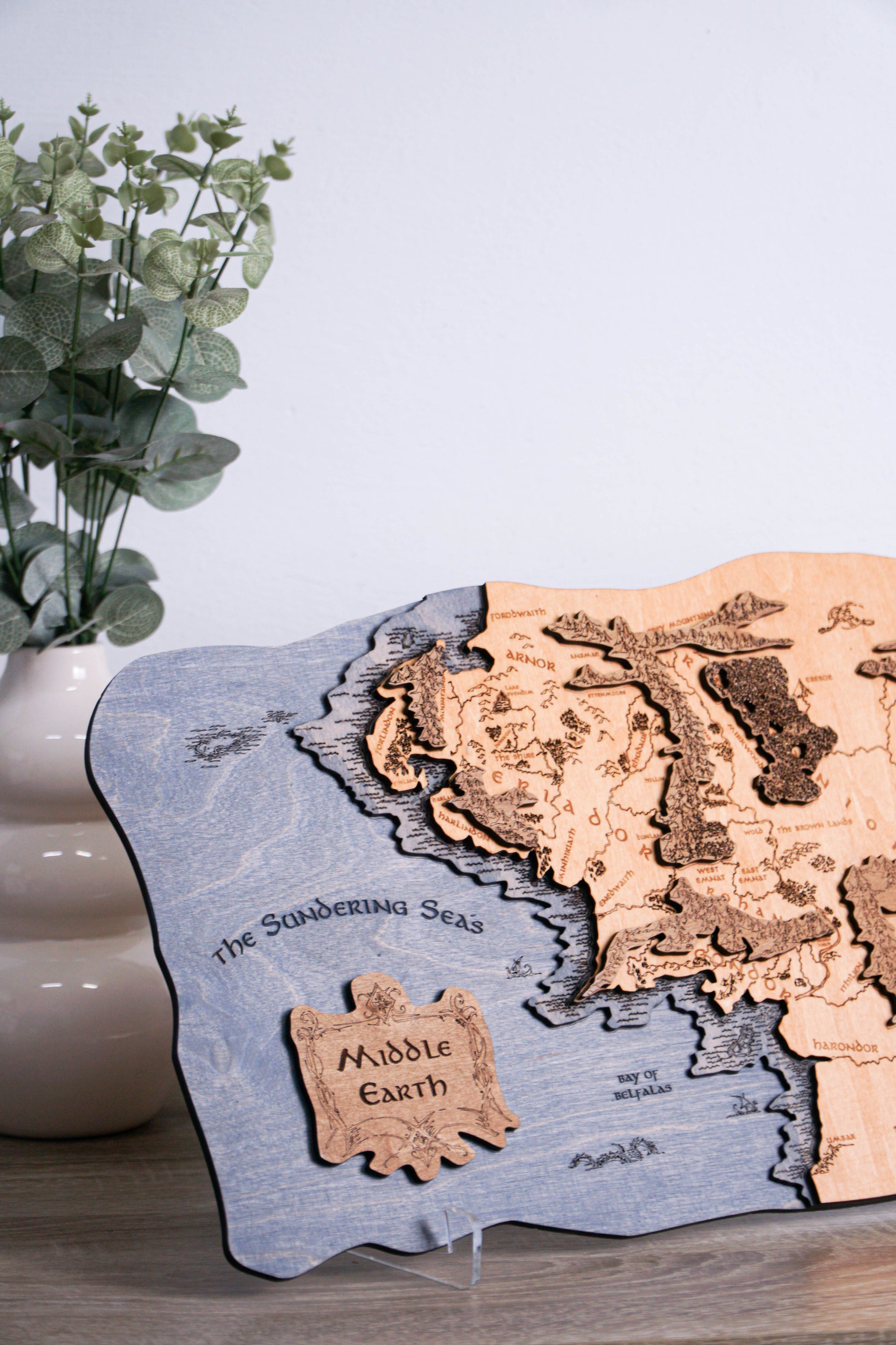 Middle-earth Wooden Map, 3D Wall Art, 19.7"x11.4" Unique Fantasy Gift Standard