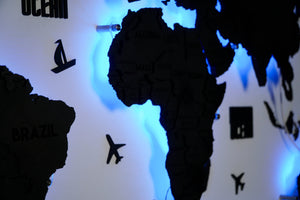 LED 3D Wooden Multilayer world map color Nero — buy | FACTURA