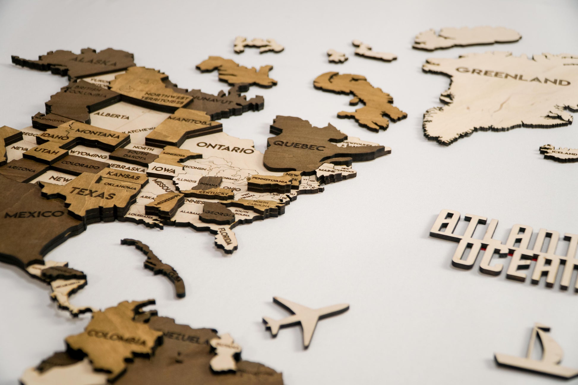 3D Wooden Multilayer world map color Terra