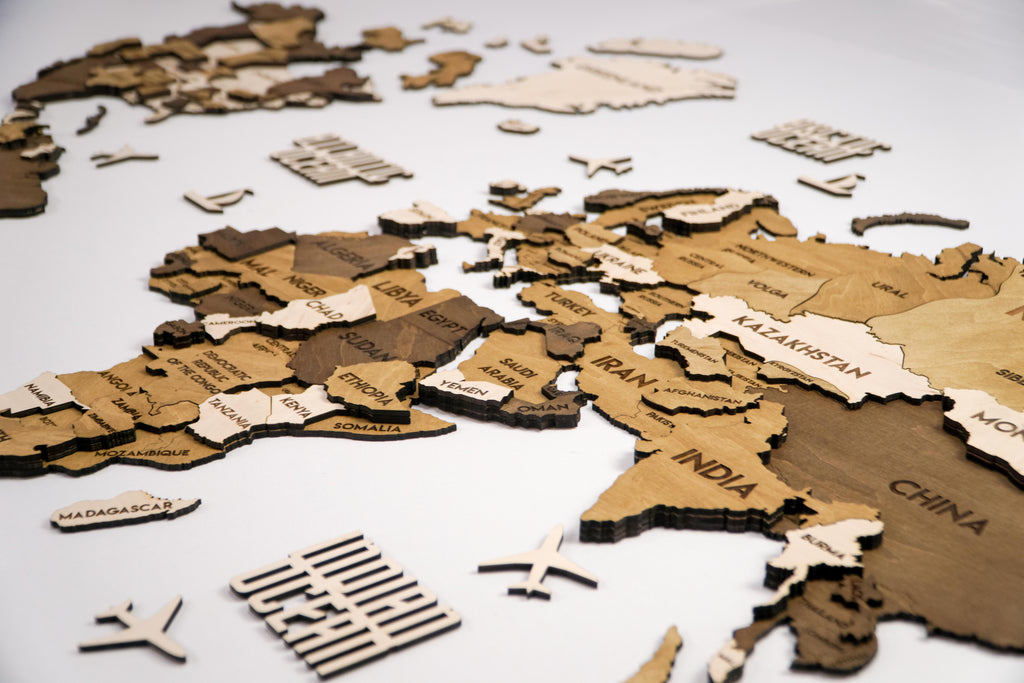 3D Wooden Multilayer world map color Terra