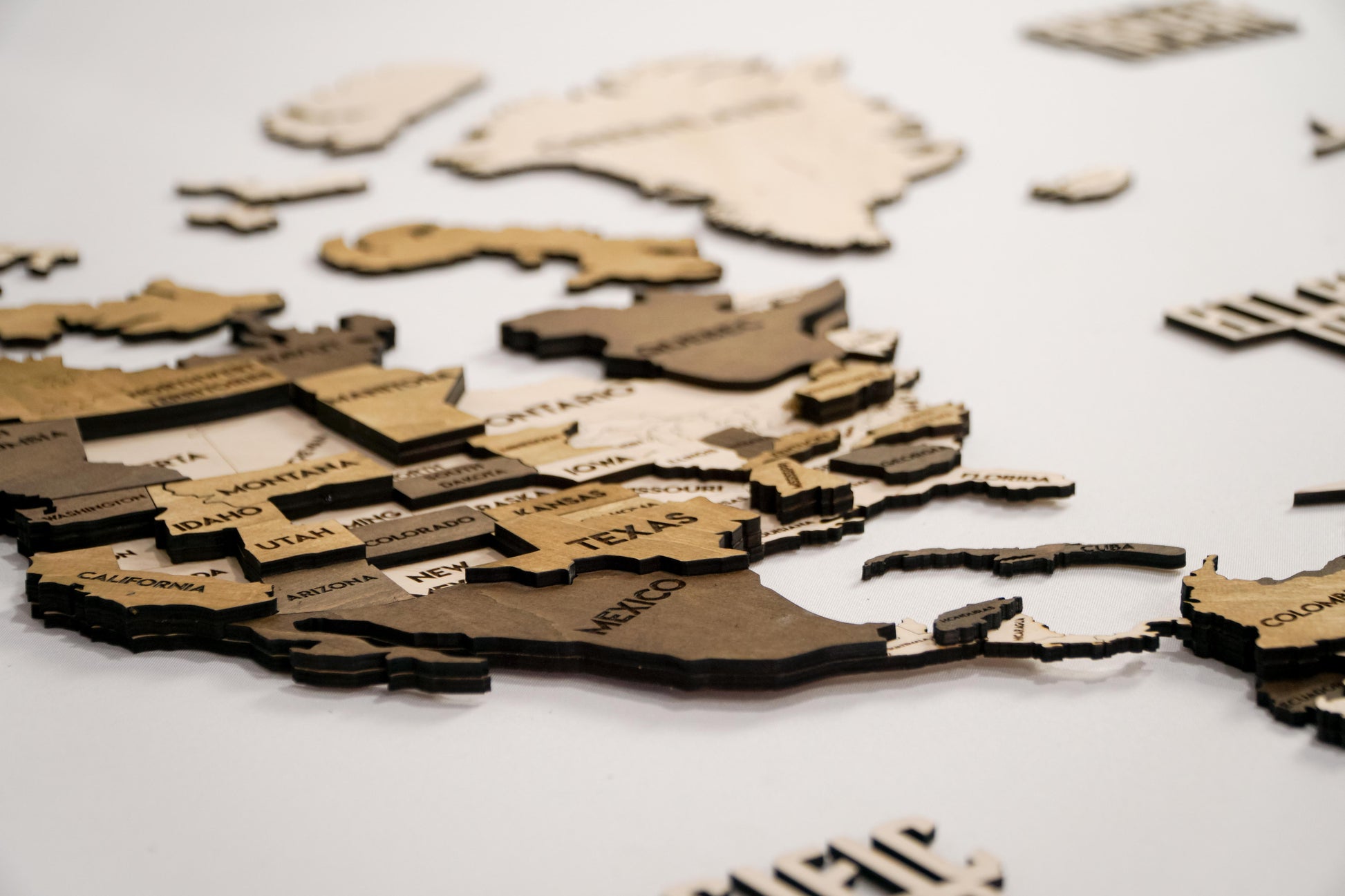 3D Wooden Multilayer world map color Terra