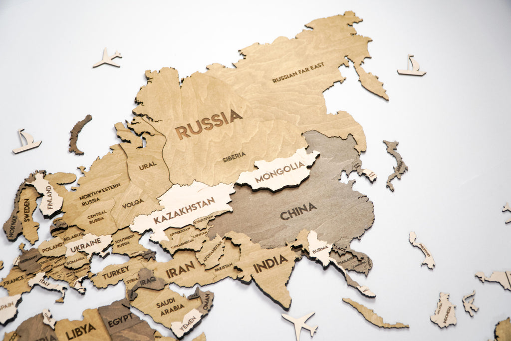 3D Wooden Multilayer world map color Terra