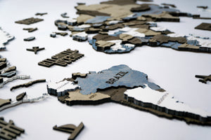 3D Wooden Multilayer world map color Loft