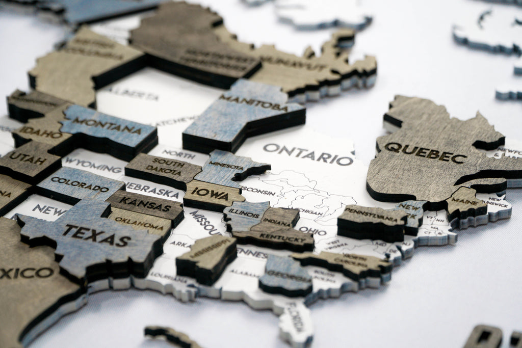 3D Wooden Multilayer world map color Loft