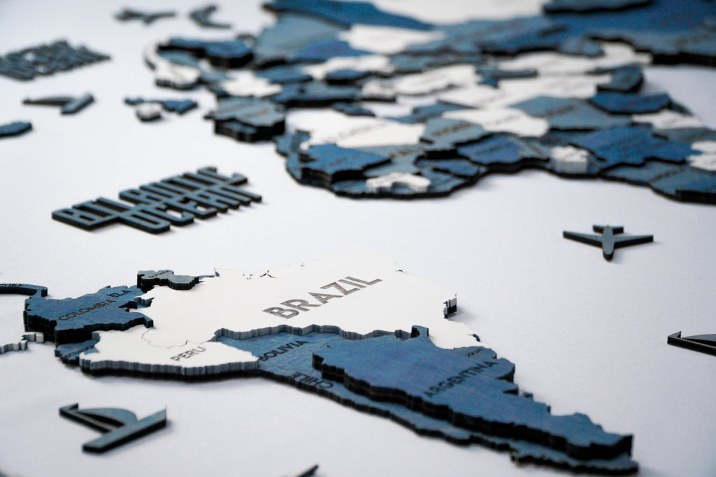 3D Wooden Multilayer world map color Arctica