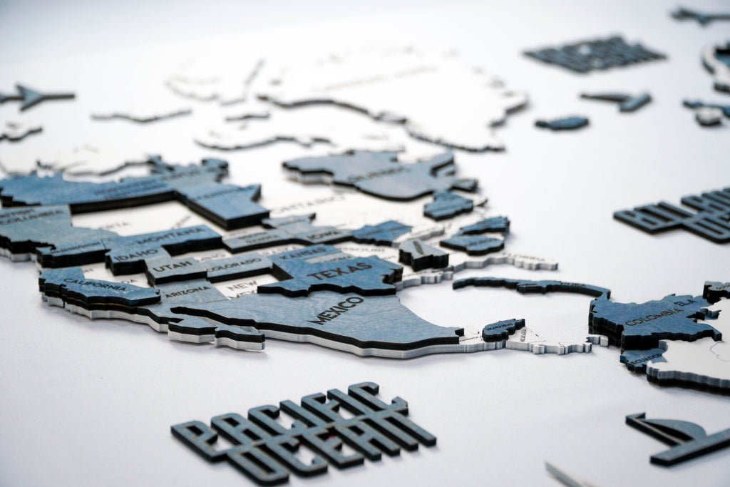 3D Wooden Multilayer world map color Arctica