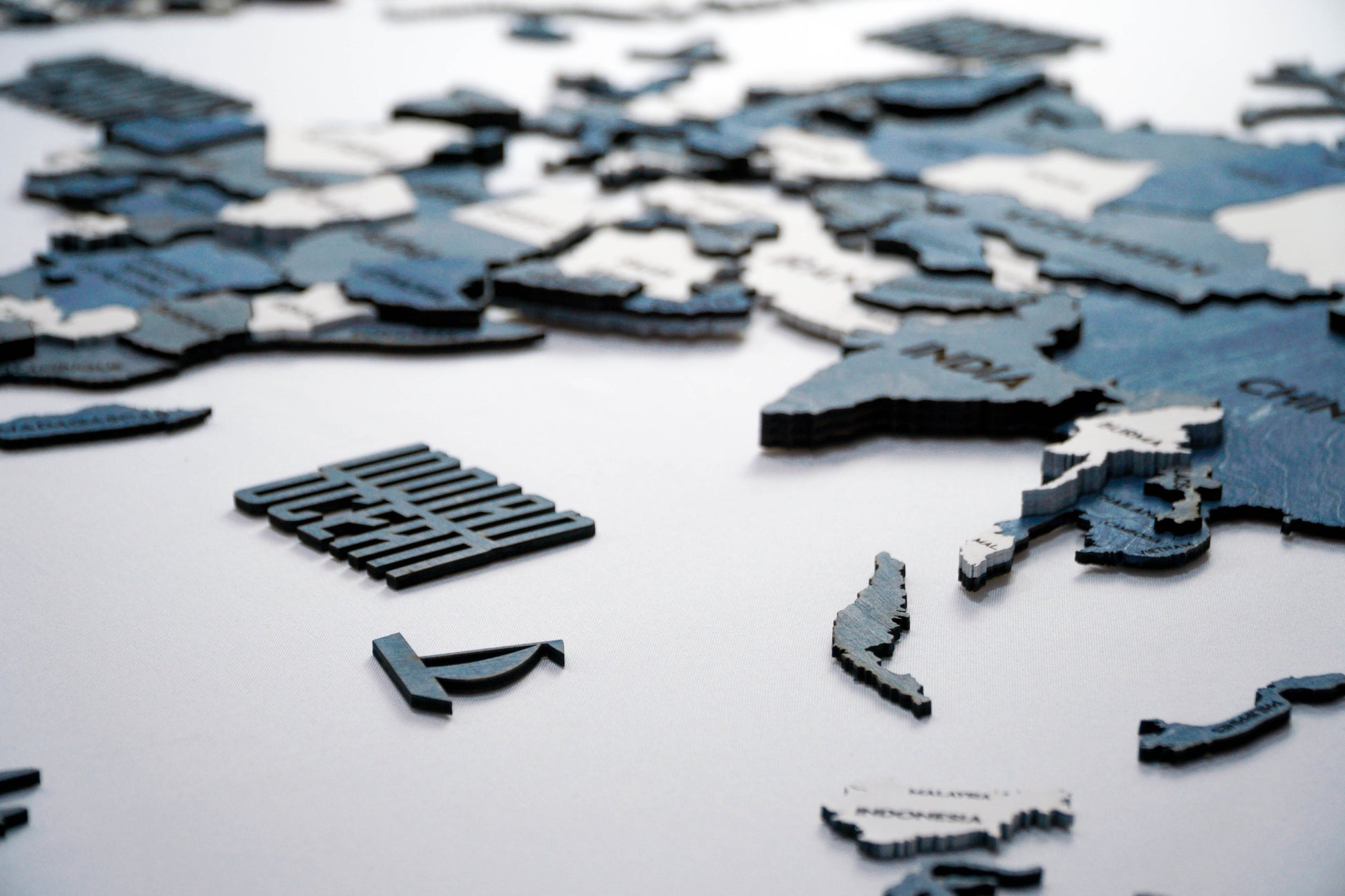 3D Wooden Multilayer world map color Arctica