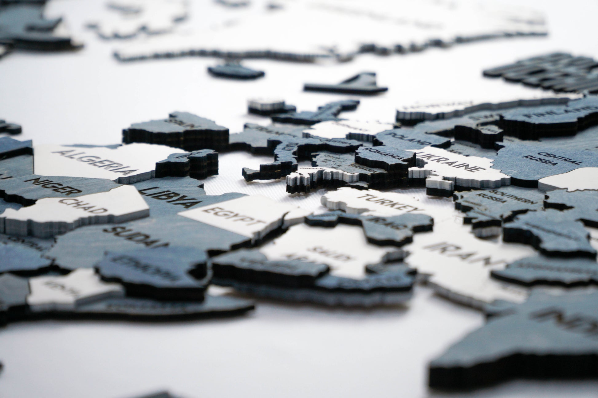 3D Wooden Multilayer world map color Arctica