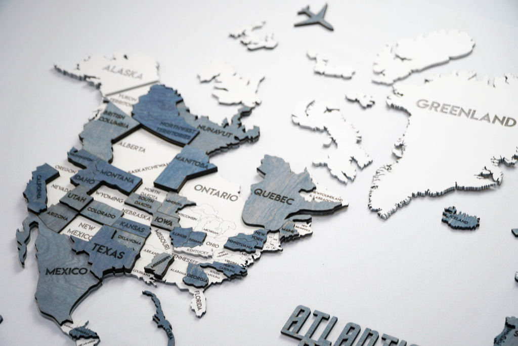 3D Wooden Multilayer world map color Arctica