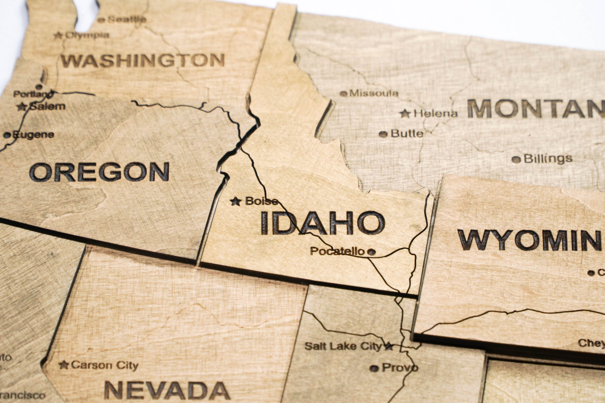 3D Wooden USA Map, color Dark Tree