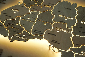 Ukraine LED map on acrylic glass with backlighting between regions color Light Tree — buy | FACTURA