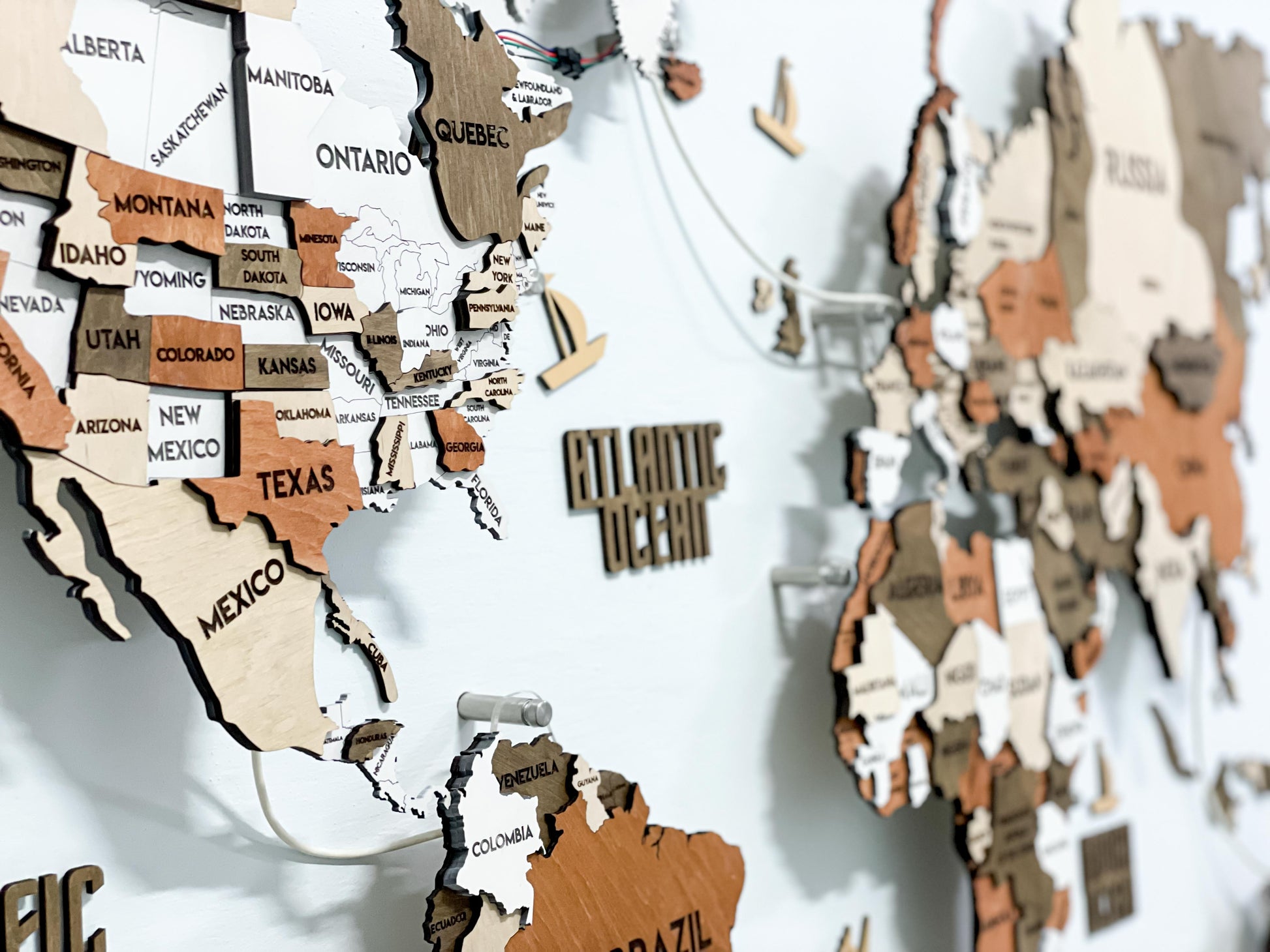 LED 3D Wooden Multilayer world map color Dublin