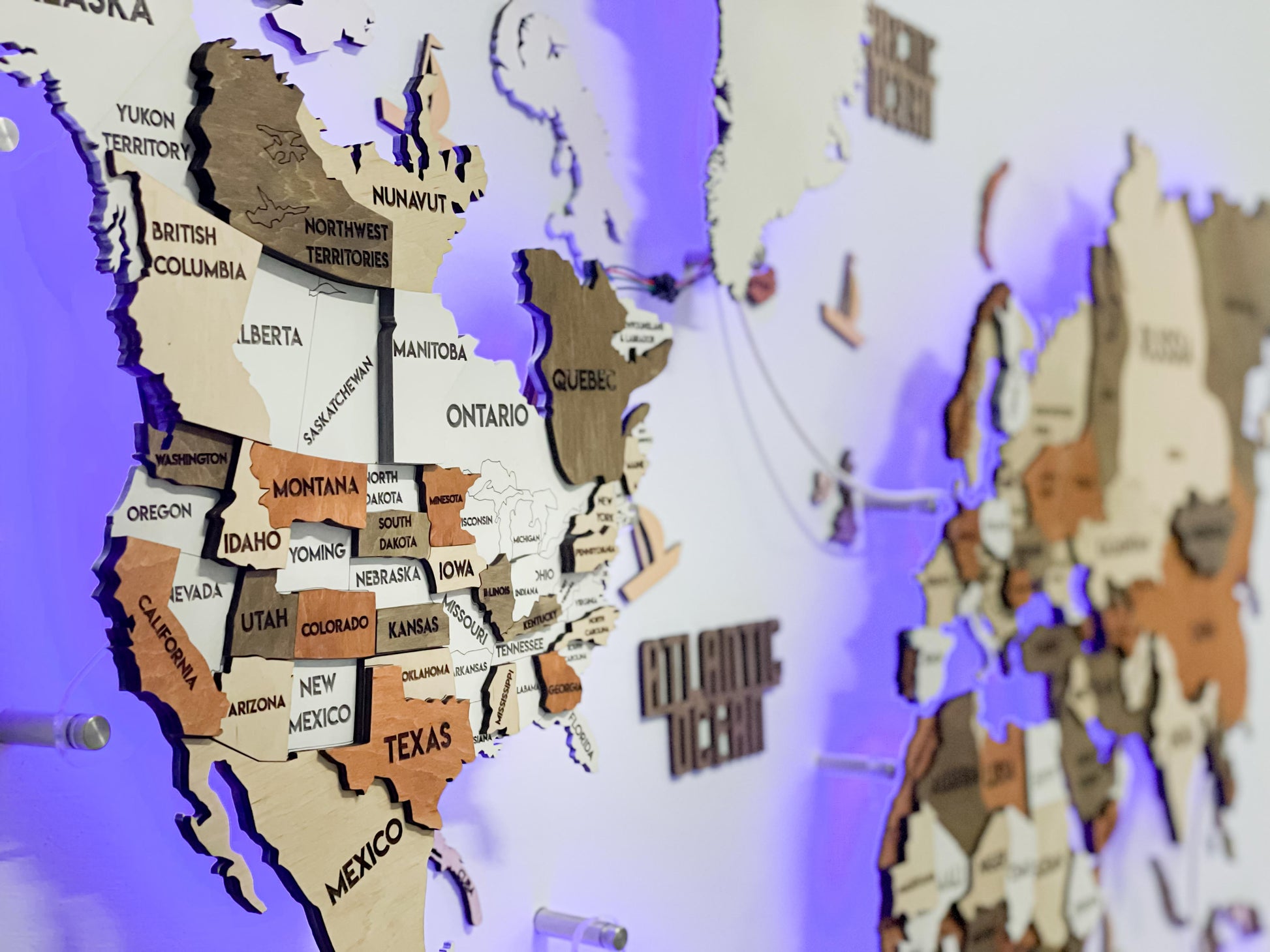 LED 3D Wooden Multilayer world map color Dublin