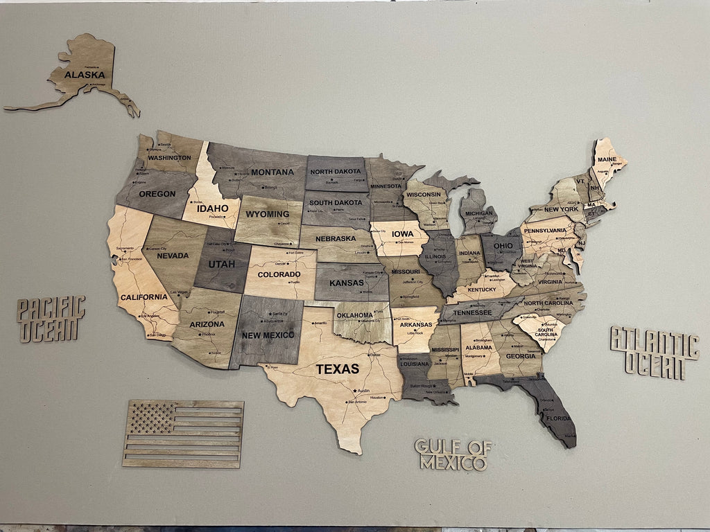 3D Wooden USA Map, color Elis