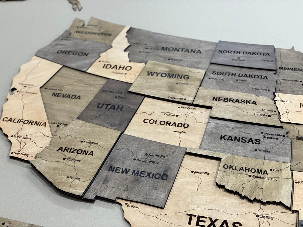 3D Wooden USA Map, color Elis