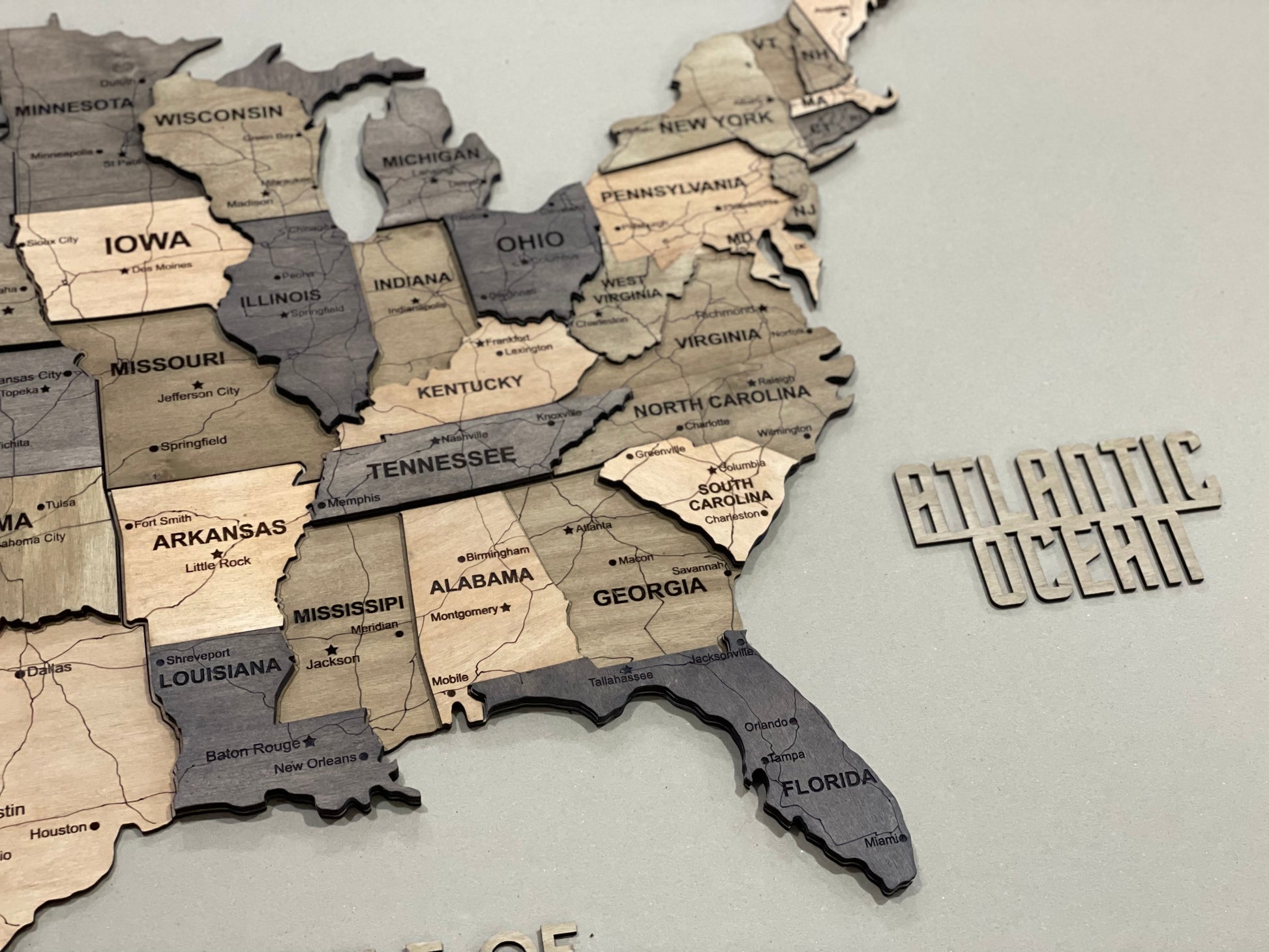 3D Wooden USA Map, color Elis