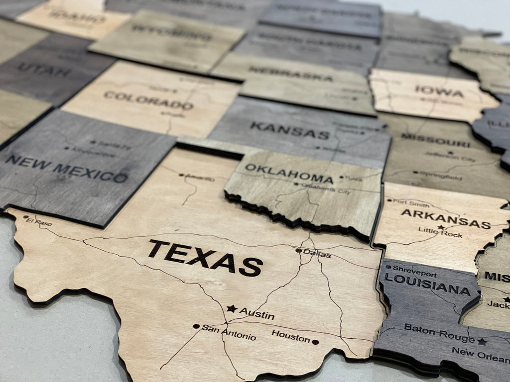 3D Wooden USA Map, color Elis