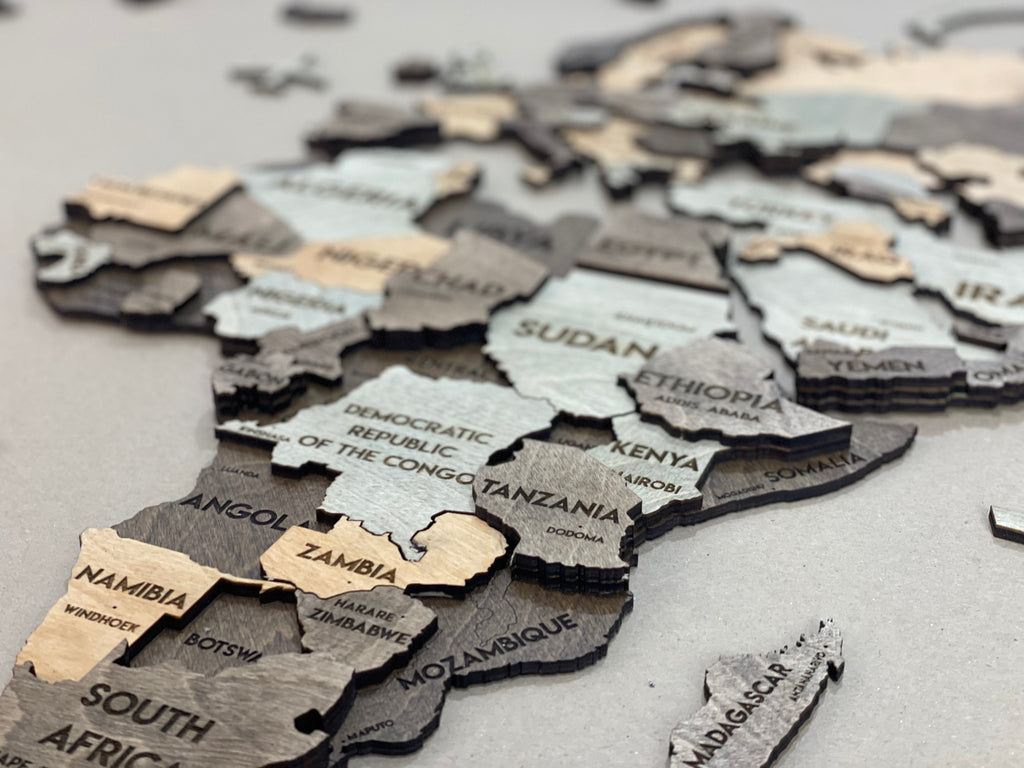 3D Wooden Multilayer world map color Memory