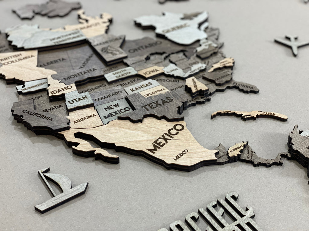 3D Wooden Multilayer world map color Memory