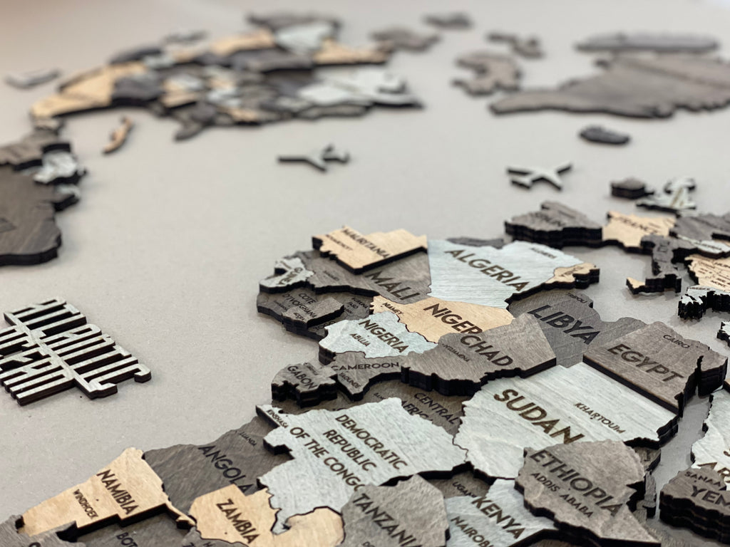 3D Wooden Multilayer world map color Memory