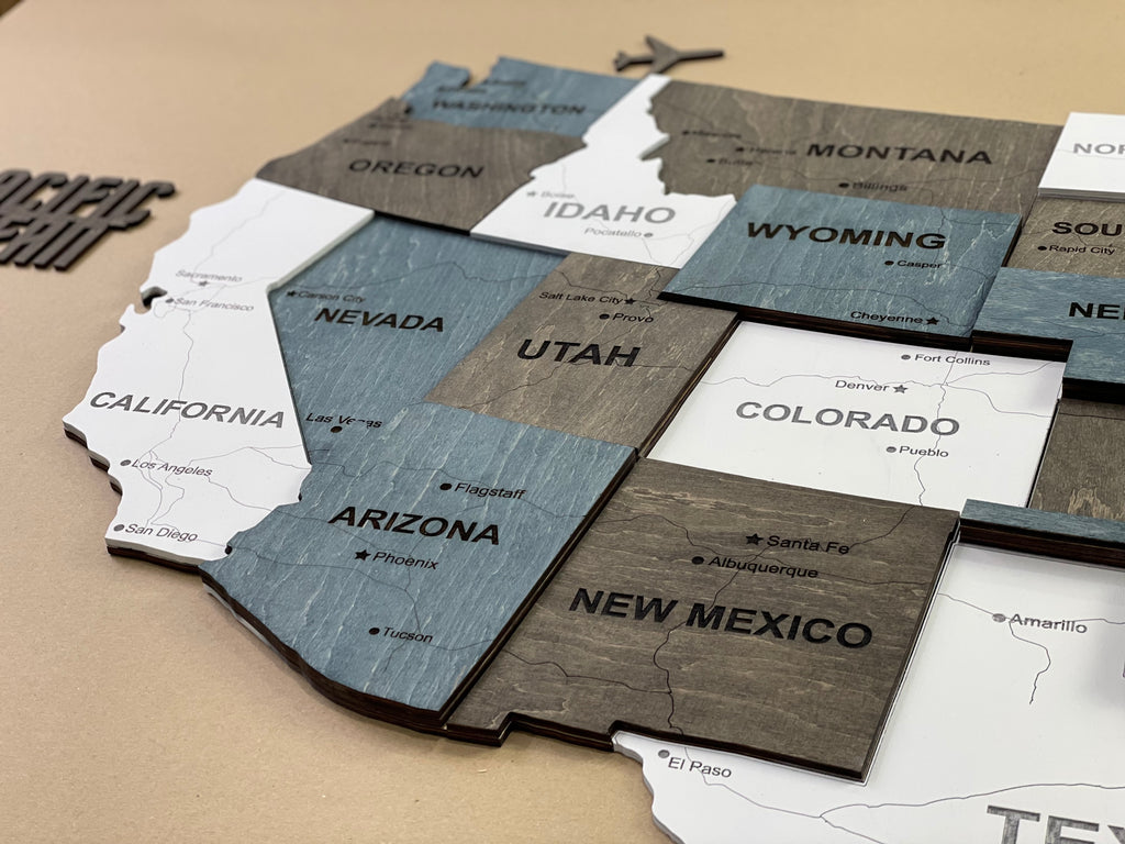 3D Wooden USA Map, color Loft
