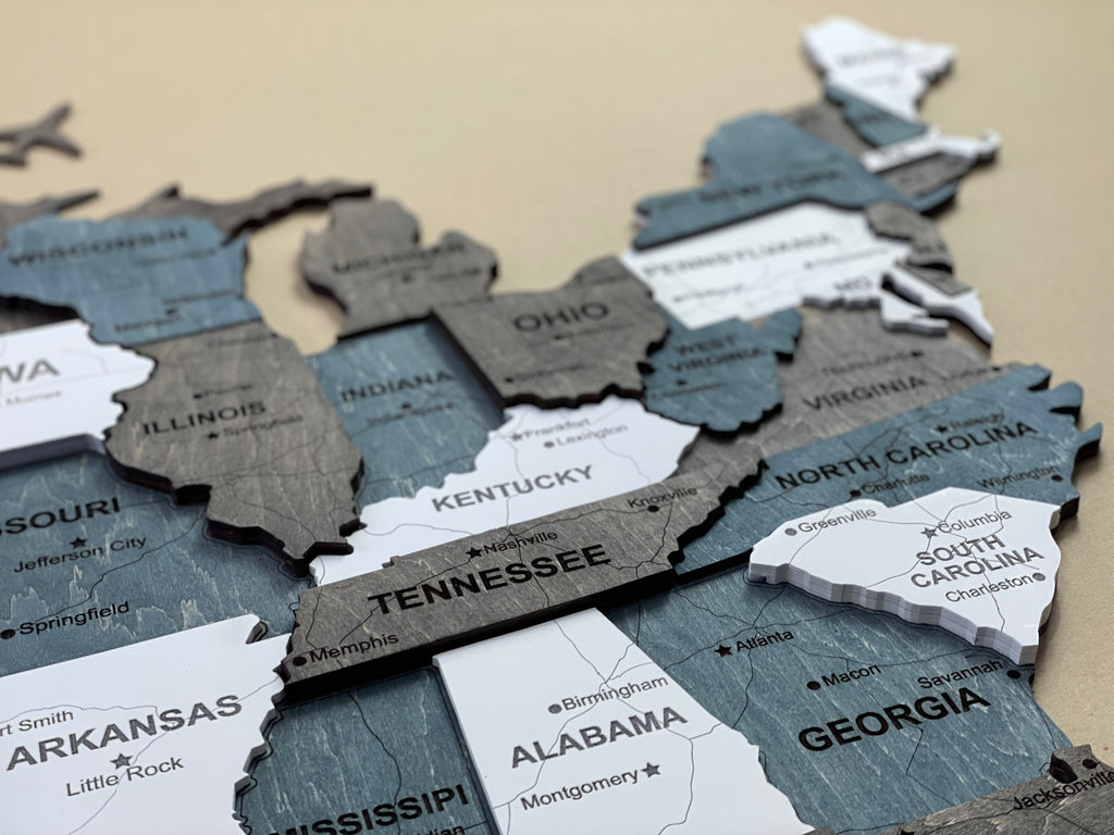 3D Wooden USA Map, color Loft