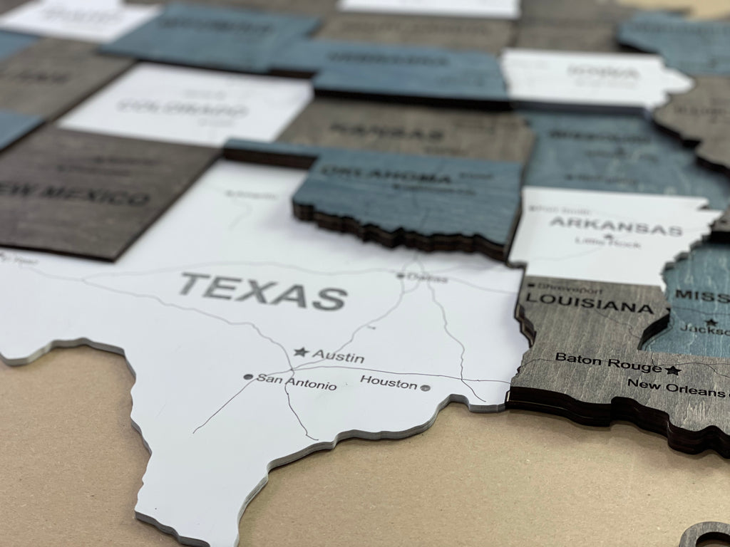 3D Wooden USA Map, color Loft