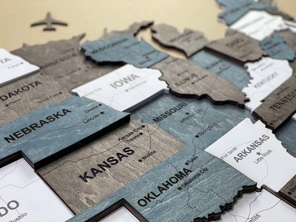 3D Wooden USA Map, color Loft
