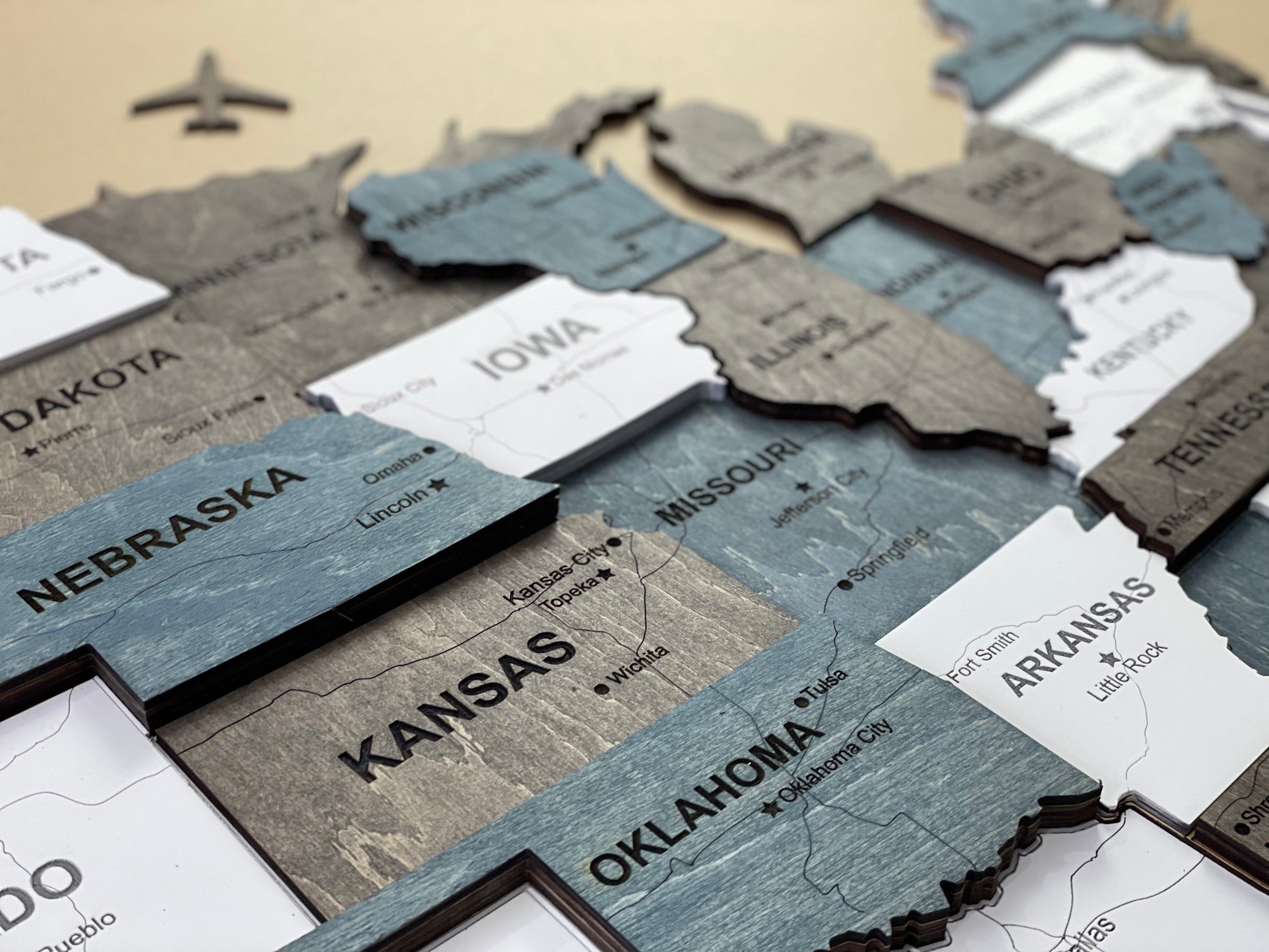 3D Wooden USA Map, color Loft