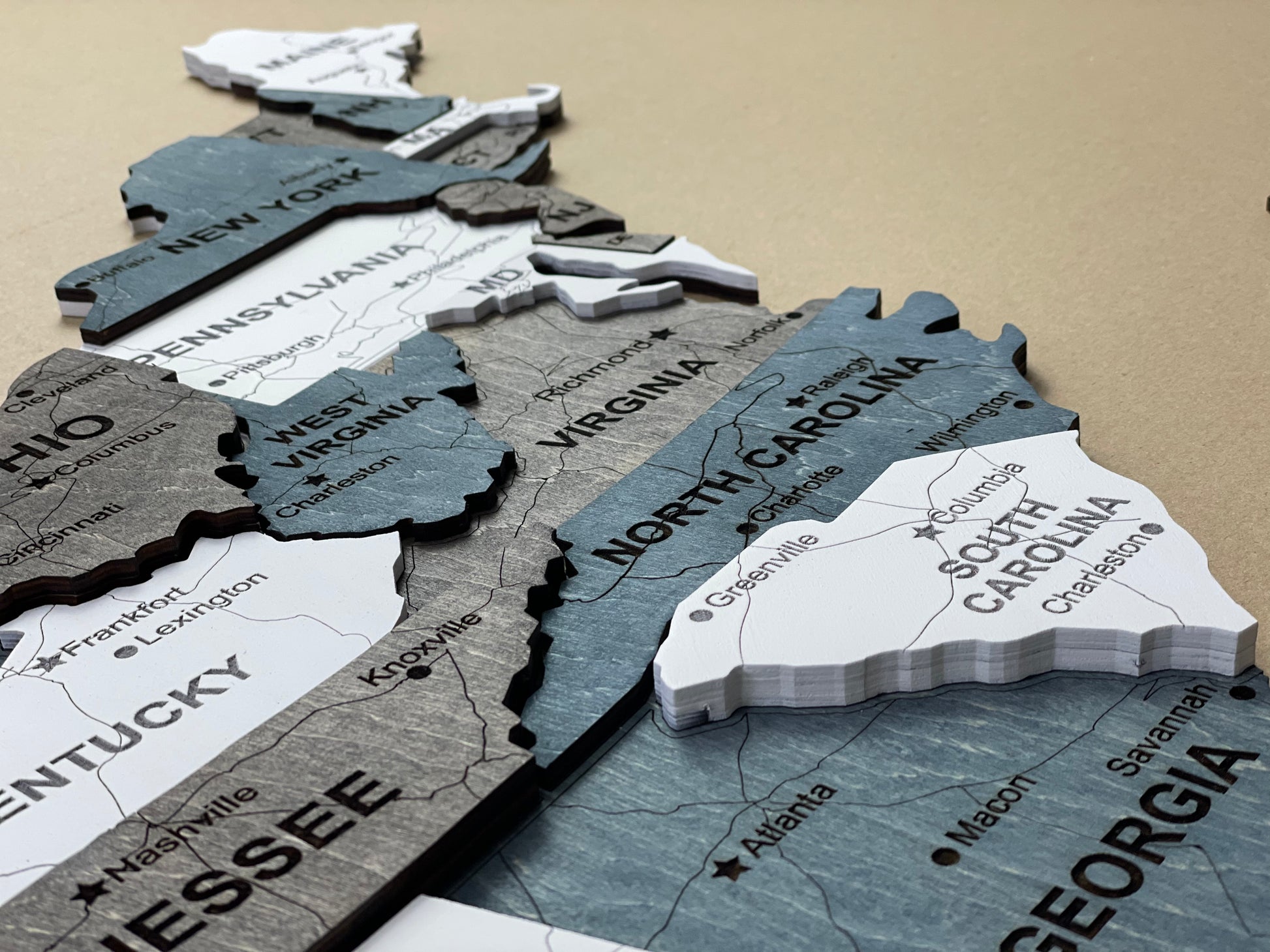 3D Wooden USA Map, color Loft