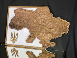 Wooden topographic map of Ukraine 3D, travel map — buy | FACTURA