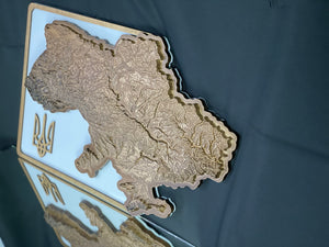 Wooden topographic map of Ukraine 3D, travel map — buy | FACTURA