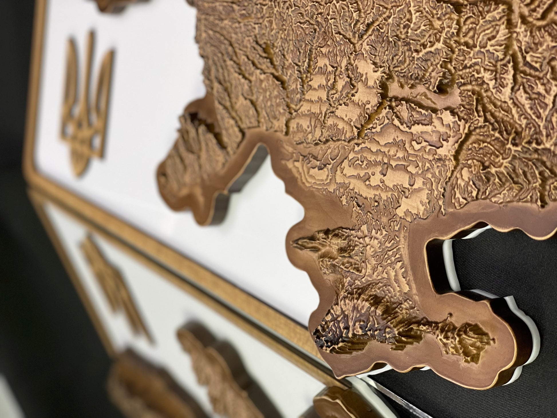 Wooden topographic map of Ukraine 3D, travel map