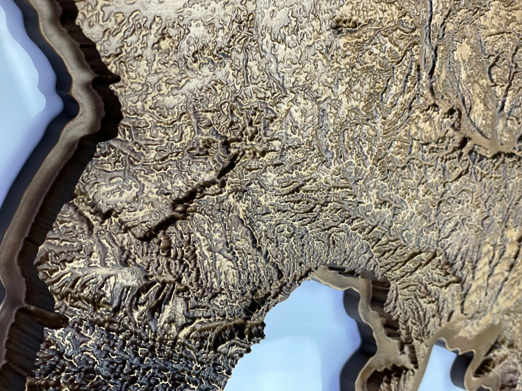 Wooden topographic map of Ukraine 3D, travel map