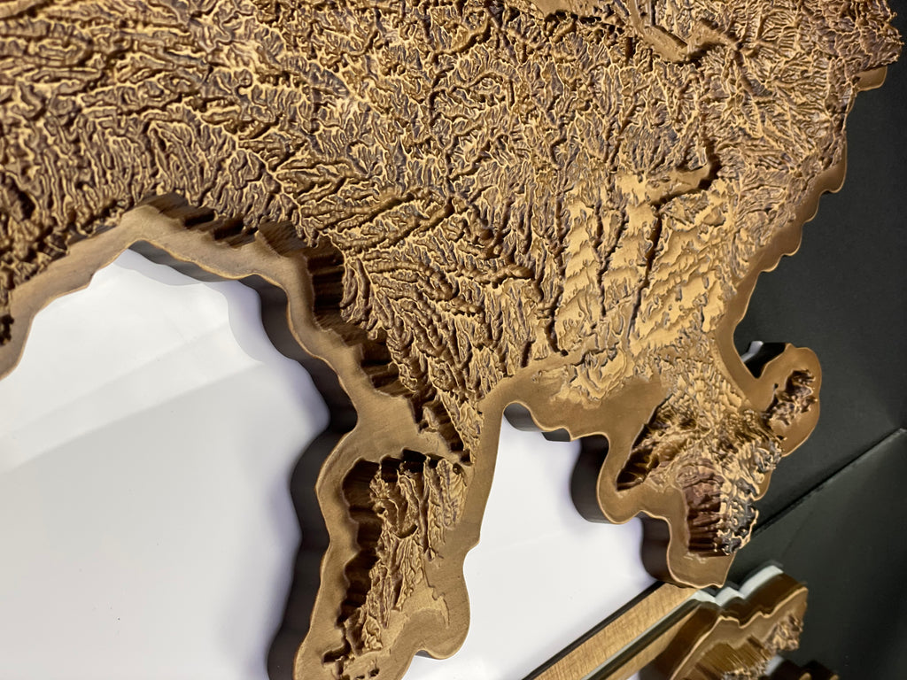 Wooden topographic map of Ukraine 3D, travel map