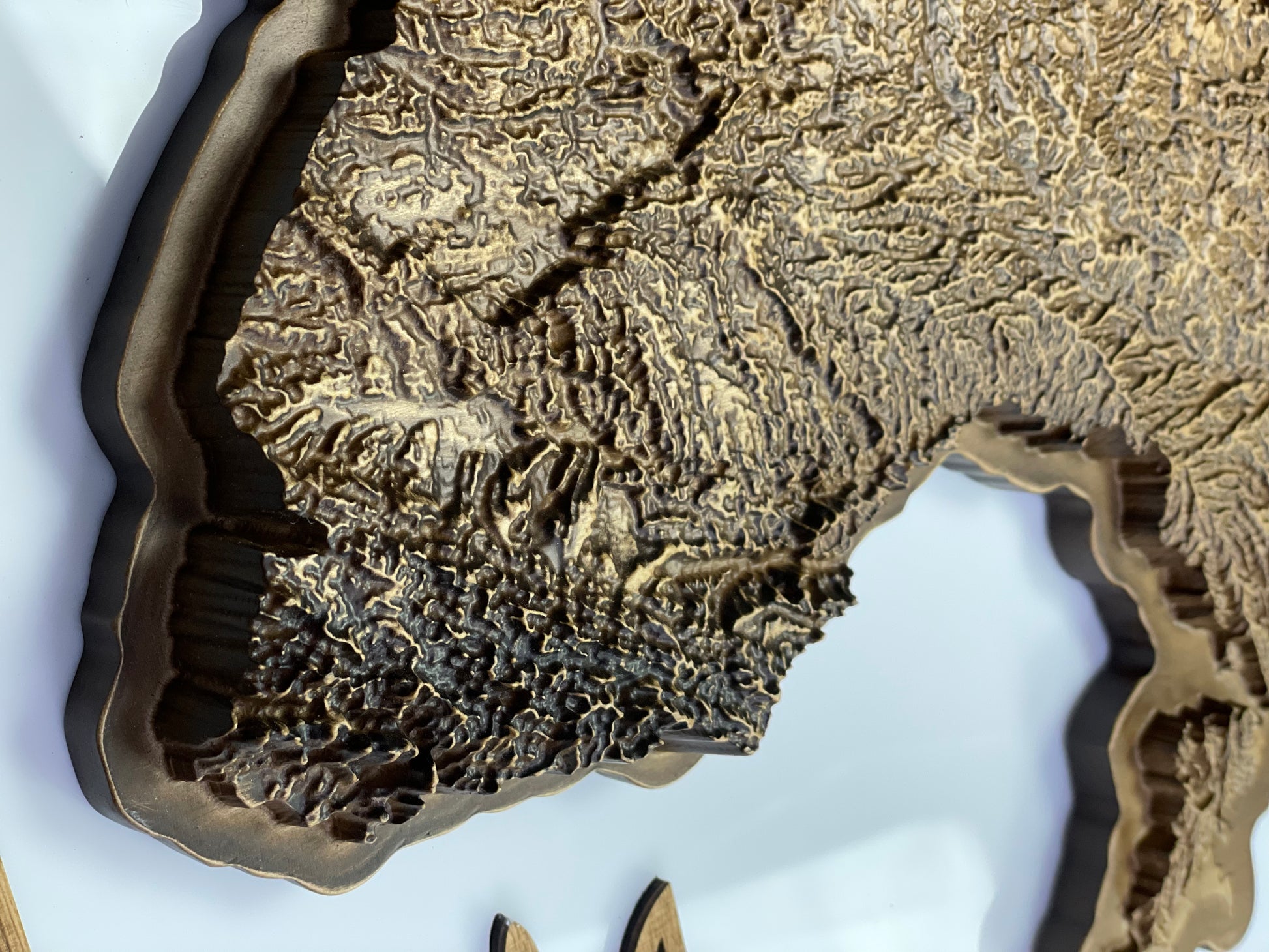 Wooden topographic map of Ukraine 3D, travel map