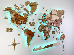 LED 3D Wooden Multilayer world map color Memphis — buy | FACTURA