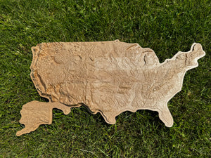 3D USA map Natural, Wooden topographic map — buy | FACTURA