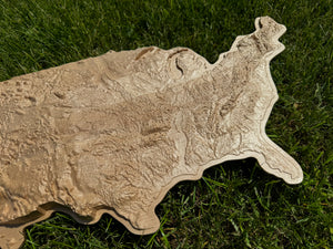 3D USA map Natural, Wooden topographic map — buy | FACTURA