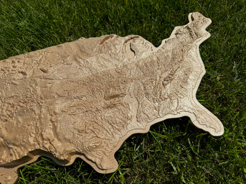 3D USA map color Natural, Wooden travel map, Topographic map, 3D Wooden Map, Relief Map
