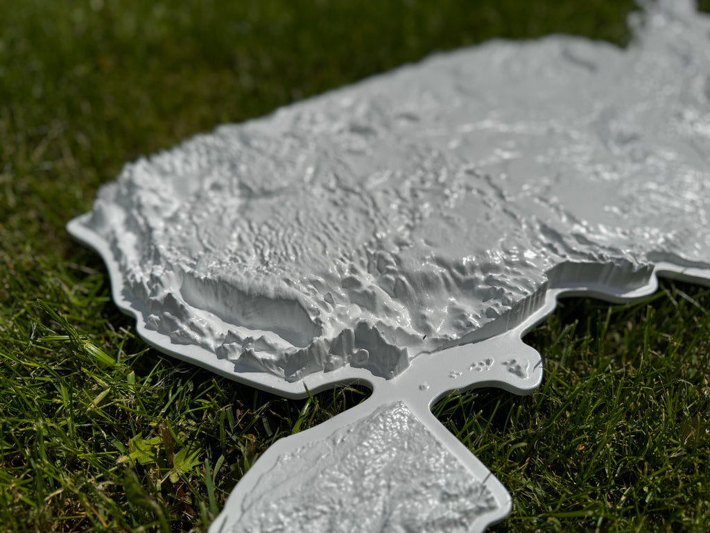 3D USA map color White, Wooden travel map, Topographic map, 3D Wooden Map, Relief Map